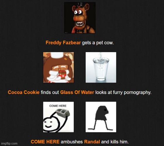 COME HERE was still mad at Randal I guess (also glass of water gets caught in 144p) | made w/ Imgflip meme maker