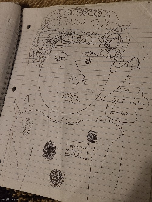 Portrait of me from the 5th grade. | image tagged in drawing,portrait | made w/ Imgflip meme maker