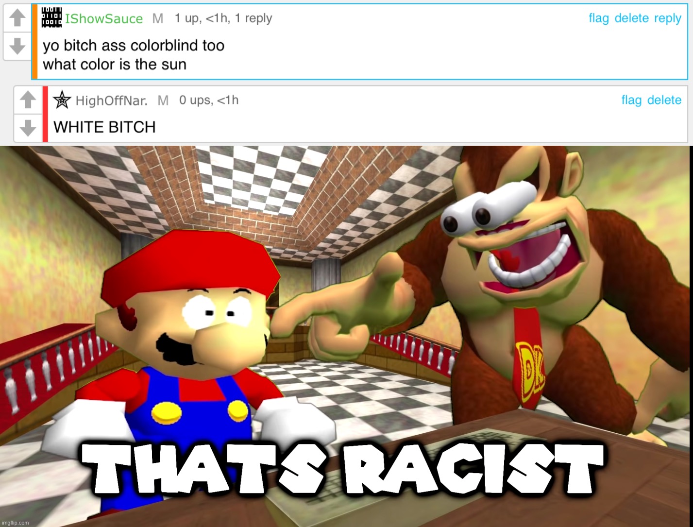 image tagged in dk says that's racist | made w/ Imgflip meme maker