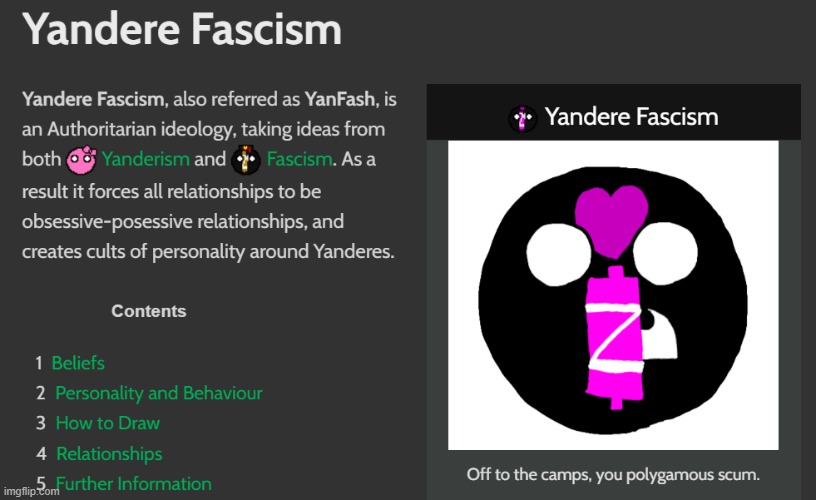 another weird-ass ideology: Yandere Fascism | made w/ Imgflip meme maker