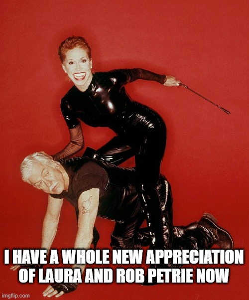 Dirty Van Dyke | I HAVE A WHOLE NEW APPRECIATION OF LAURA AND ROB PETRIE NOW | image tagged in mary tyler moore dick van dyke | made w/ Imgflip meme maker