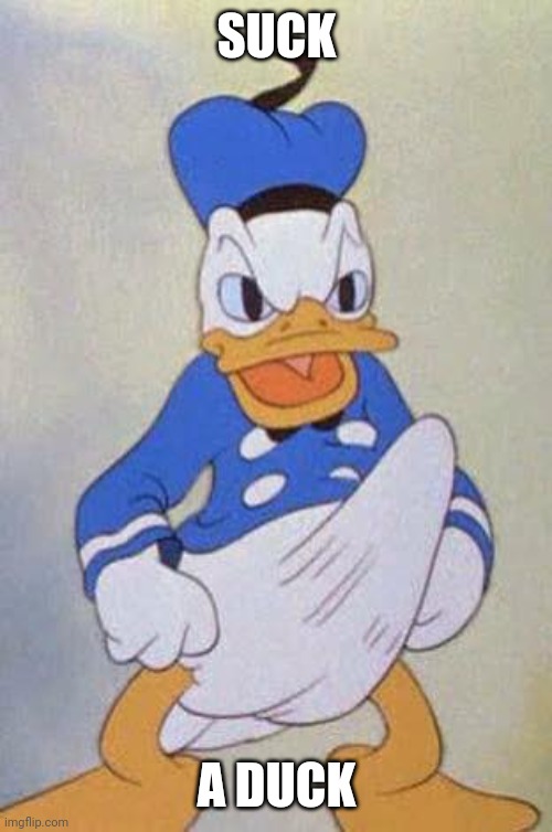 Horny Donald Duck | SUCK A DUCK | image tagged in horny donald duck | made w/ Imgflip meme maker