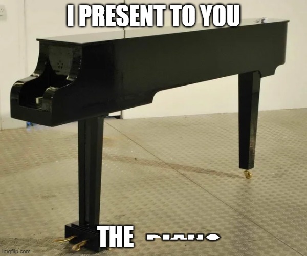 I PRESENT TO YOU; THE | image tagged in piano,memes | made w/ Imgflip meme maker