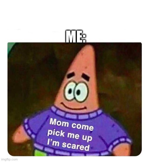 Patrick Mom come pick me up I'm scared | ME: | image tagged in patrick mom come pick me up i'm scared | made w/ Imgflip meme maker