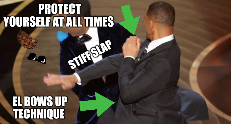 bob and weave | PROTECT YOURSELF AT ALL TIMES; STIFF SLAP; EL BOWS UP
TECHNIQUE | image tagged in will smith chris rock oscar s slap | made w/ Imgflip meme maker