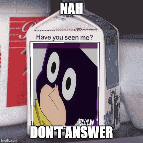 don't question me | NAH; DON'T ANSWER | image tagged in missing person | made w/ Imgflip meme maker