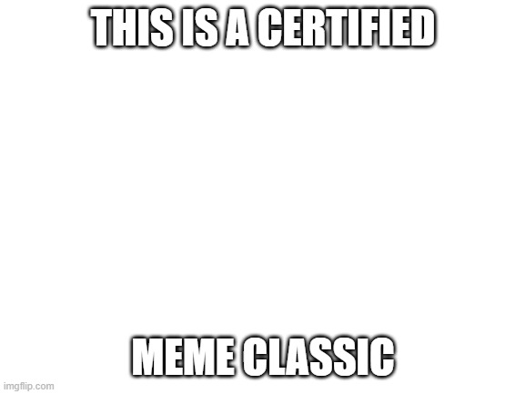 certified meme classic!!!!11!! :O | THIS IS A CERTIFIED; MEME CLASSIC | image tagged in blank white template,memes,classic | made w/ Imgflip meme maker