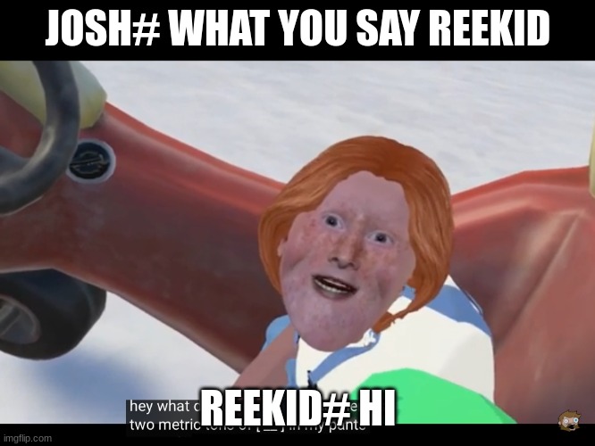 Reekid | JOSH# WHAT YOU SAY REEKID; REEKID# HI | image tagged in reekid | made w/ Imgflip meme maker