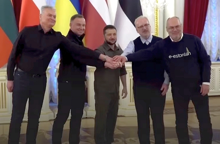 Presidents of Poland, Latvia, Ukraine, Lithuania and Estonia Blank Meme Template