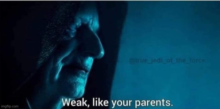 Weak, like your parents | image tagged in weak like your parents | made w/ Imgflip meme maker