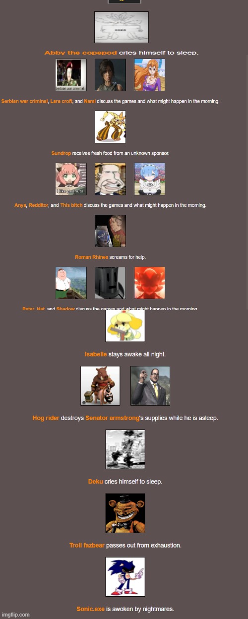 Senator has plot armor for some reason and my hat if just hanging out with the other tributes | image tagged in e | made w/ Imgflip meme maker
