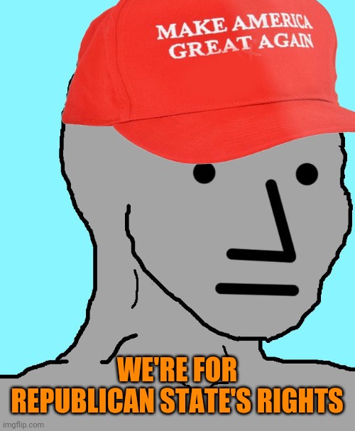 MAGA NPC | WE'RE FOR REPUBLICAN STATE'S RIGHTS | image tagged in maga npc | made w/ Imgflip meme maker