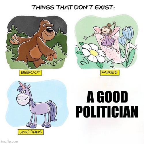 Things That Don't Exist | A GOOD     
POLITICIAN | image tagged in things that don't exist | made w/ Imgflip meme maker