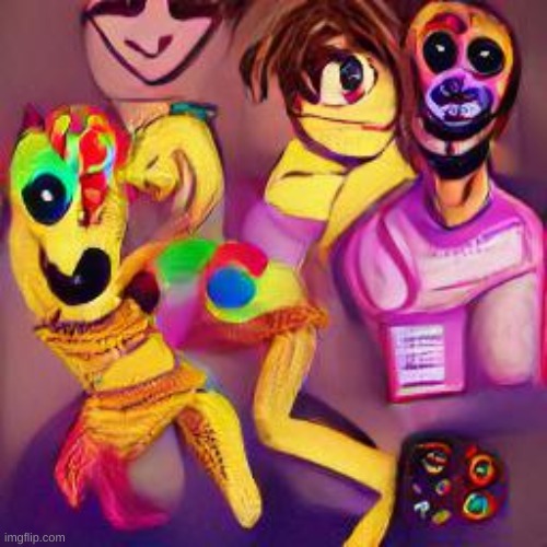 i told Ai to draw el chip funtime chica toy chica and william afton | made w/ Imgflip meme maker