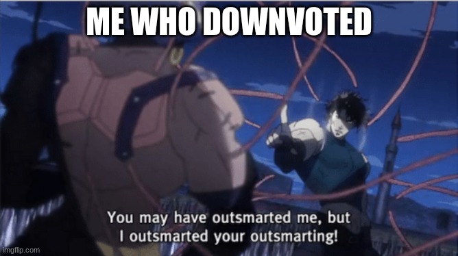 You may have outsmarted me, but i outsmarted your understanding | ME WHO DOWNVOTED | image tagged in you may have outsmarted me but i outsmarted your understanding | made w/ Imgflip meme maker