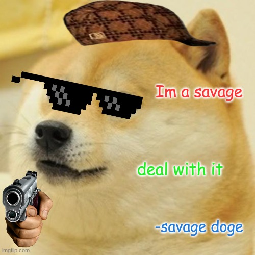 Doge Meme | Im a savage; deal with it; -savage doge | image tagged in memes,doge | made w/ Imgflip meme maker