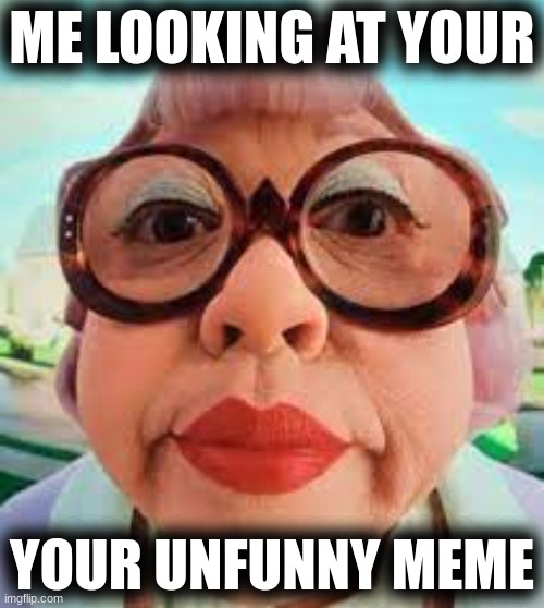 so unfunny | ME LOOKING AT YOUR; YOUR UNFUNNY MEME | image tagged in so unfunny | made w/ Imgflip meme maker