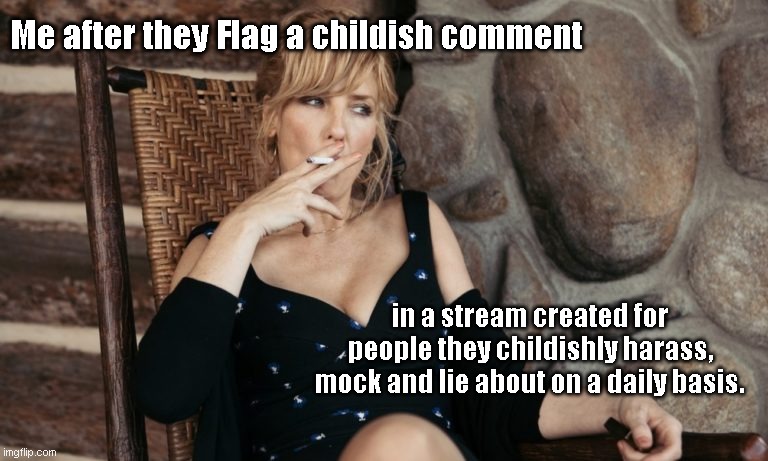 We all know that one little malcontent | Me after they Flag a childish comment; in a stream created for people they childishly harass, mock and lie about on a daily basis. | image tagged in beth dutton from yellowstone,imgflip trolls,liberal hypocrisy | made w/ Imgflip meme maker
