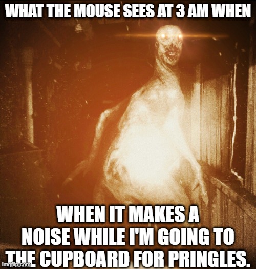 SCP-3199 | WHAT THE MOUSE SEES AT 3 AM WHEN; WHEN IT MAKES A NOISE WHILE I'M GOING TO THE CUPBOARD FOR PRINGLES. | image tagged in scp,pringles,scp-3199,3am | made w/ Imgflip meme maker