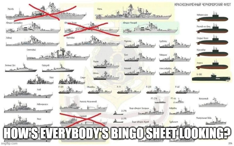 Ukraine Ship | HOW'S EVERYBODY'S BINGO SHEET LOOKING? | image tagged in ukraine,ship | made w/ Imgflip meme maker