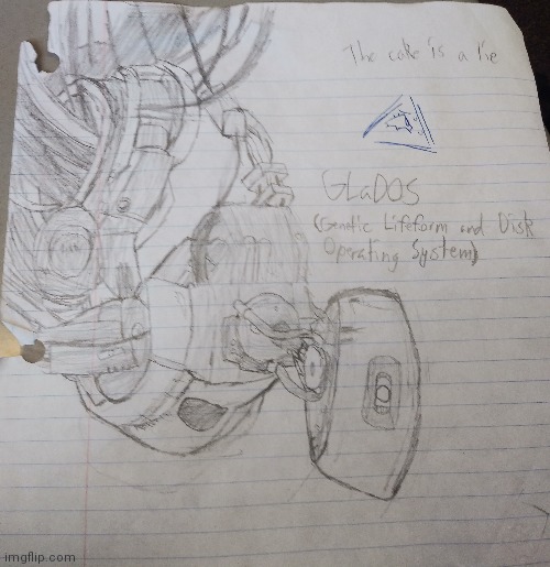 I drew Glados (triangle woman photobomb) | made w/ Imgflip meme maker