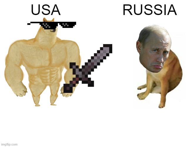 Buff Doge vs. Cheems Meme | USA; RUSSIA | image tagged in memes,buff doge vs cheems | made w/ Imgflip meme maker