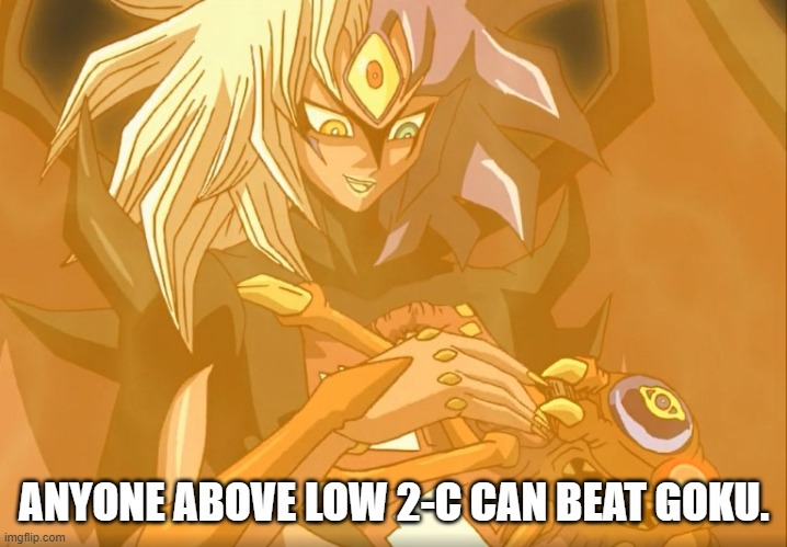 ANYONE ABOVE LOW 2-C CAN BEAT GOKU. | made w/ Imgflip meme maker