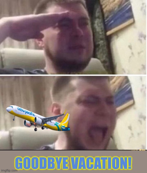 Crying salute | GOODBYE VACATION! | image tagged in crying salute | made w/ Imgflip meme maker