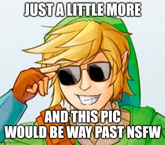 Troll Link | JUST A LITTLE MORE AND THIS PIC WOULD BE WAY PAST NSFW | image tagged in troll link | made w/ Imgflip meme maker