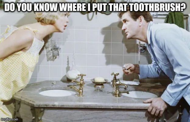 Bathroom | DO YOU KNOW WHERE I PUT THAT TOOTHBRUSH? | image tagged in bathroom | made w/ Imgflip meme maker