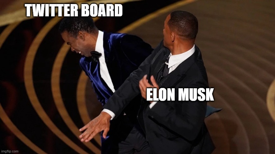 Bitch Slap | TWITTER BOARD; ELON MUSK | image tagged in elon musk laughing,elon musk | made w/ Imgflip meme maker