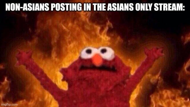 *evil laughter* | NON-ASIANS POSTING IN THE ASIANS ONLY STREAM: | image tagged in hellmo | made w/ Imgflip meme maker