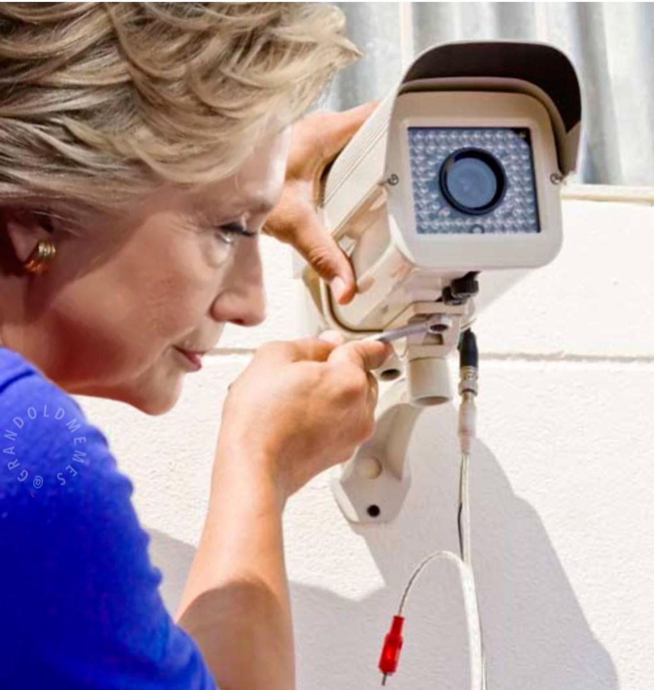 Hillary tampering with security camera Blank Meme Template