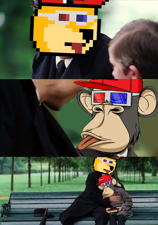 Dooggie and Ape on Bench Blank Meme Template
