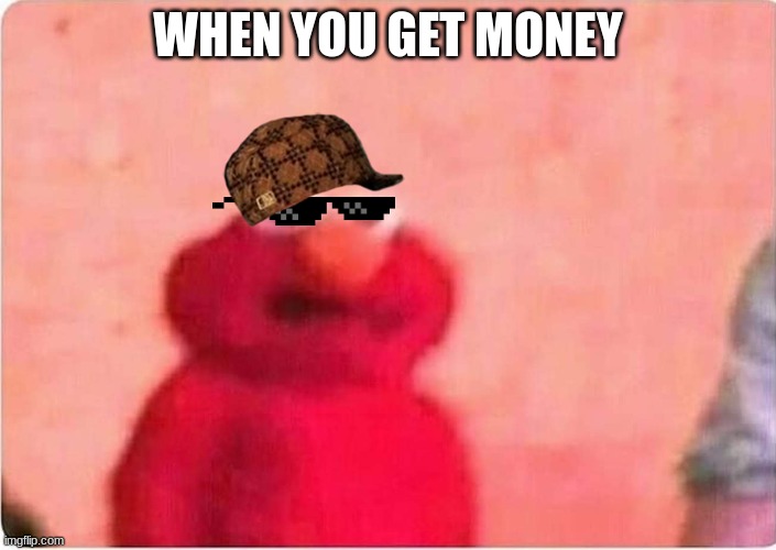 Sickened elmo | WHEN YOU GET MONEY | image tagged in sickened elmo | made w/ Imgflip meme maker