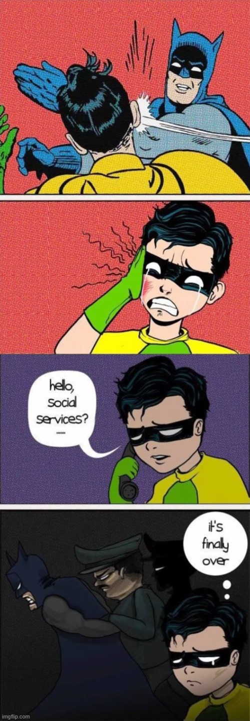 image tagged in comics,batman slapping robin | made w/ Imgflip meme maker