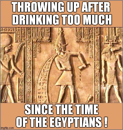 Hieroglyphic Warnings Of Excess ! | THROWING UP AFTER 
DRINKING TOO MUCH; SINCE THE TIME OF THE EGYPTIANS ! | image tagged in ancient,egypt,hieroglyphs,beer,warnings,vomit | made w/ Imgflip meme maker