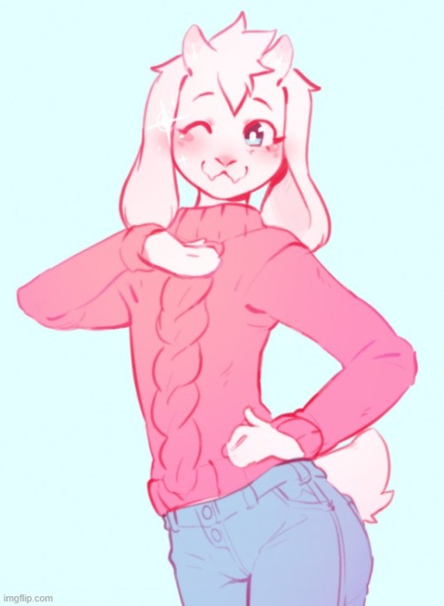 What your mama thinks you look like wearing the sweater she made xD (By mothux) | image tagged in furry,femboy,cute,sweater,adorable | made w/ Imgflip meme maker