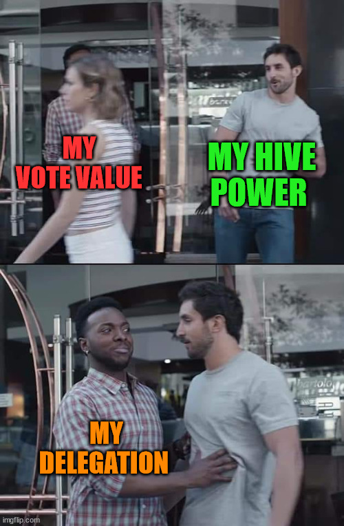 my hive power and vote value | MY HIVE POWER; MY VOTE VALUE; MY DELEGATION | image tagged in cryptocurrency,upvote,hive,power,funny,memehub | made w/ Imgflip meme maker