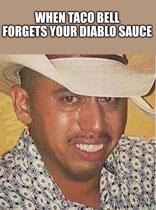 sadtaco | WHEN TACO BELL FORGETS YOUR DIABLO SAUCE | image tagged in funny,funny memes,fail | made w/ Imgflip meme maker
