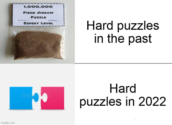 IQ In 2022 be like | Hard puzzles in the past; Hard puzzles in 2022 | image tagged in memes,2022 | made w/ Imgflip meme maker