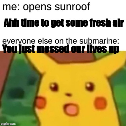 Ahh time to get some fresh air; You just messed our lives up | image tagged in lol,omg,pikachu | made w/ Imgflip meme maker