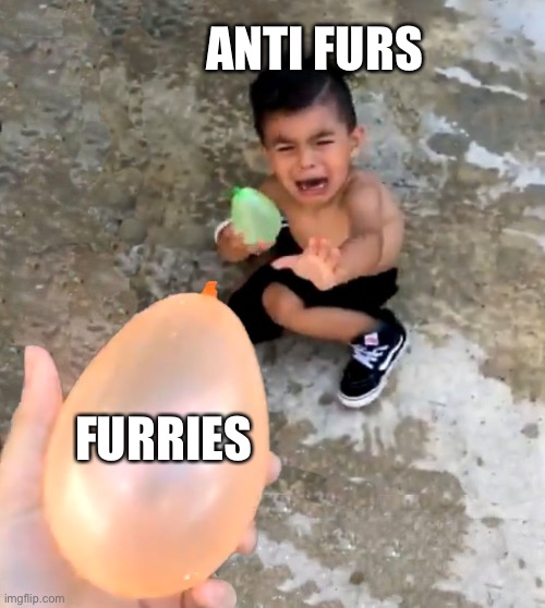 Kid scared of balloon | ANTI FURS FURRIES | image tagged in kid scared of balloon | made w/ Imgflip meme maker