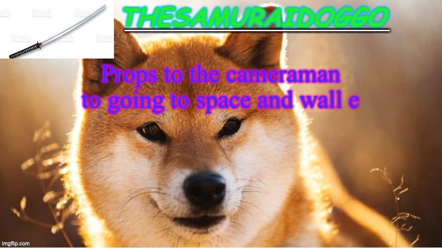 TheSamuraiDoggo's Temp (Thanks friend!) | Props to the cameraman to going to space and wall e | image tagged in thesamuraidoggo's temp thanks friend | made w/ Imgflip meme maker