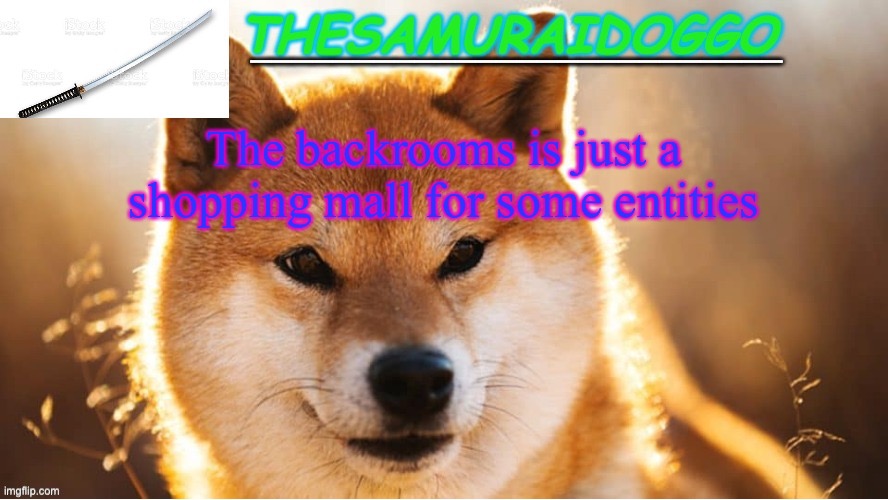 TheSamuraiDoggo's Temp (Thanks friend!) | The backrooms is just a shopping mall for some entities | image tagged in thesamuraidoggo's temp thanks friend | made w/ Imgflip meme maker
