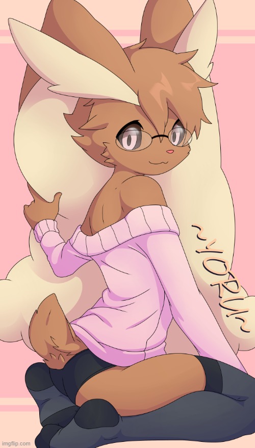 Lopunny (By Lornext) | image tagged in furry,femboy,cute,lopunny,pokemon,sweater | made w/ Imgflip meme maker