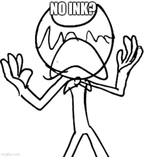 Hi chat | NO INK? | image tagged in crying emoji bendy | made w/ Imgflip meme maker