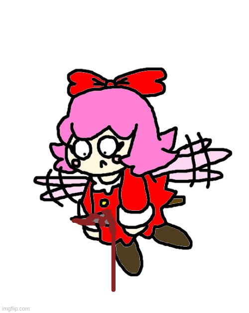 Ribbon is leaking blood | image tagged in ribbon,kirby,blood,funny,stab,knife | made w/ Imgflip meme maker