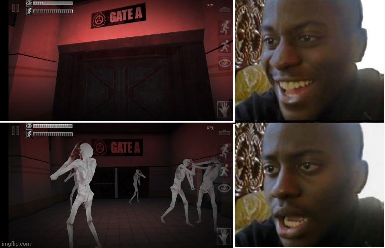 Pain #3 (SCP-096) | image tagged in gate a,scp 096,scp containment breach,disappointed black guy | made w/ Imgflip meme maker