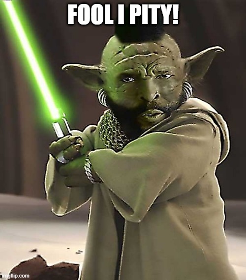 Mr Yoda | FOOL I PITY! | image tagged in star wars yoda | made w/ Imgflip meme maker